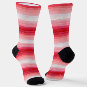 Chaussette Bandes Ombres rouges roses