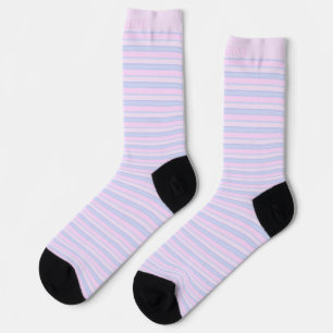 Chaussette Bandes pastel personnalisées bleu rose violet 