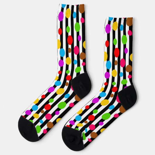 Chaussette Bandes Pois colorées (Gauche)