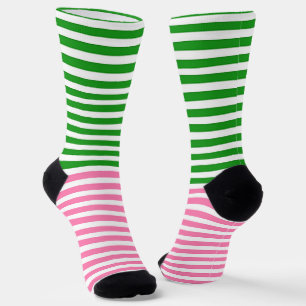 Chaussette Bandes roses Bandes vertes Horizontales