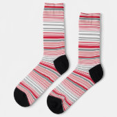 Chaussette Bandes rouges gris mignonnes (Gauche)