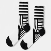 Chaussette Bandes triangulaires en noir et blanc (Gauche)