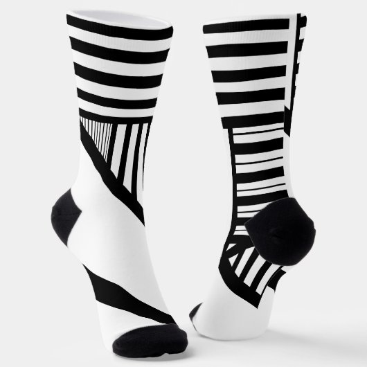Chaussette Bandes triangulaires en noir et blanc (Angulaire)