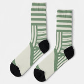 Chaussette Bandes triangulaires en vert (Gauche)