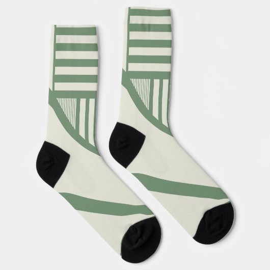 Chaussette Bandes triangulaires en vert (Droite)