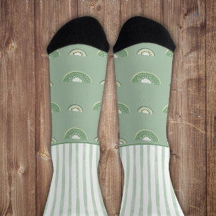 Chaussette Bandes vertes sauvages secrètes avec kiwis