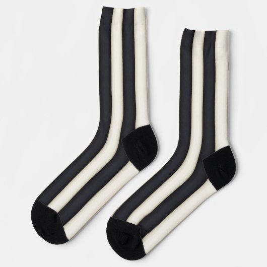 Chaussette Bandes verticales en gras noir et blanc (Gauche)
