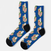 Chaussette Barne Chouette Fleurs roses Bleu (Gauche)