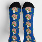 Chaussette Barne Chouette Fleurs roses Bleu (Haut)