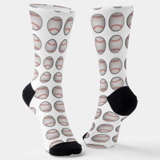 Chaussette Baseball Pattern White Background (Angulaire)