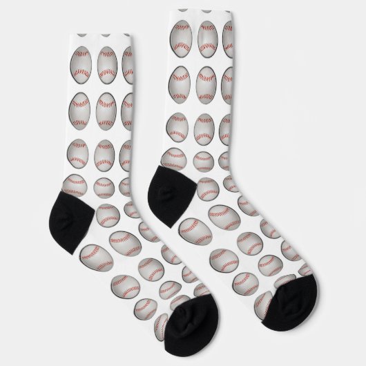 Chaussette Baseball Pattern White Background (Droite)