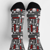 Chaussette Baseball sport bleu rouge blanc nom personnalisé (Haut)