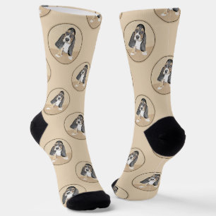 Chaussette Basset Hound Peinture de chiot Tri-color Cute Dog