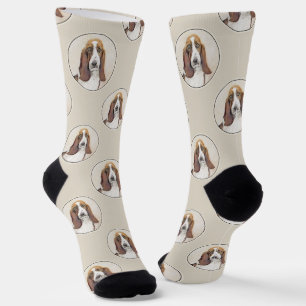 Chaussette Basset Hound Peinture Tri Tri-color Cute Dog Art