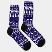 Chaussette Bateau de croisière de Noël à motif bleu marine (Droite)