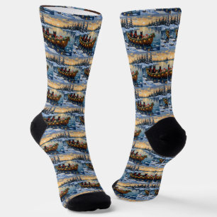 Chaussette Bateau de Noël à thème Chat Noir pour les Fêtes