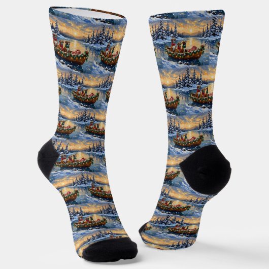 Chaussette Bateau de Noël de Boxer pour les Fêtes (Angulaire)