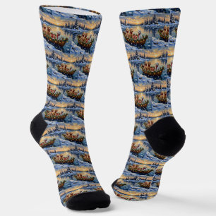Chaussette Bateau de Noël de Caniche Fêtes