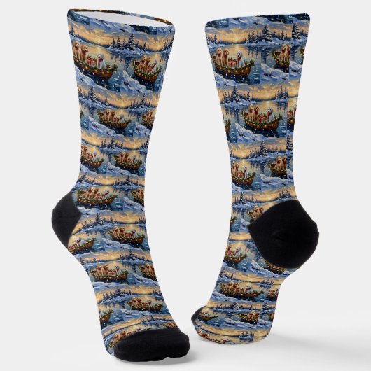 Chaussette Bateau de Noël de Caniche Fêtes (Angulaire)