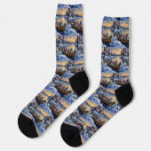 Chaussette Bateau de Noël de Chat Bleu Oriental Fêtes (Gauche)
