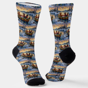 Chaussette Bateau de Noël de teckel pour les fêtes