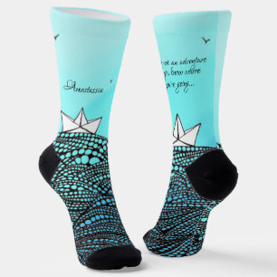 Chaussette Bateau en papier crayon citation motivante