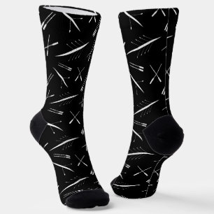 Chaussette Bateaux d'aviron et aviron noir et blanc