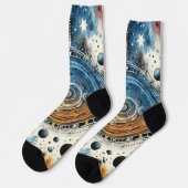 Chaussette Batik futuriste Art cosmique - Design spatial (Gauche)