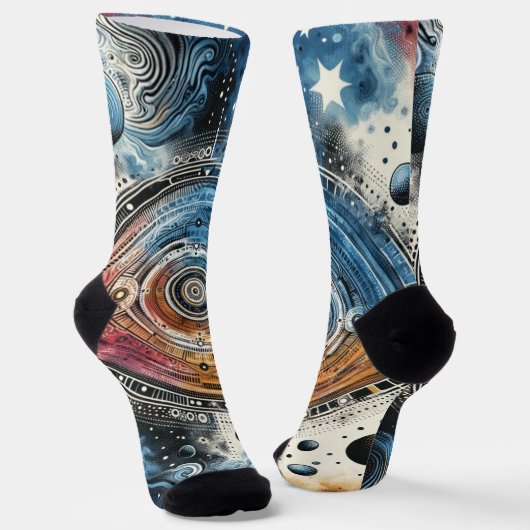Chaussette Batik futuriste Art cosmique - Design spatial (Angulaire)
