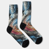 Chaussette Batik futuriste Art cosmique - Design spatial (Droite)