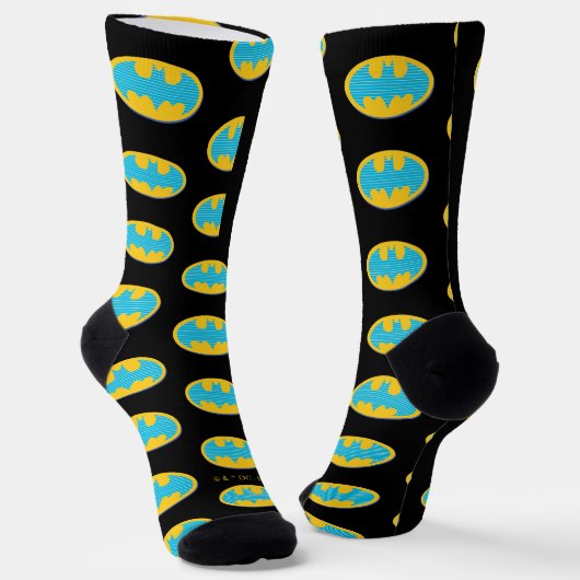 Chaussette Batman | Symbole Cyan Stripes (Angulaire)