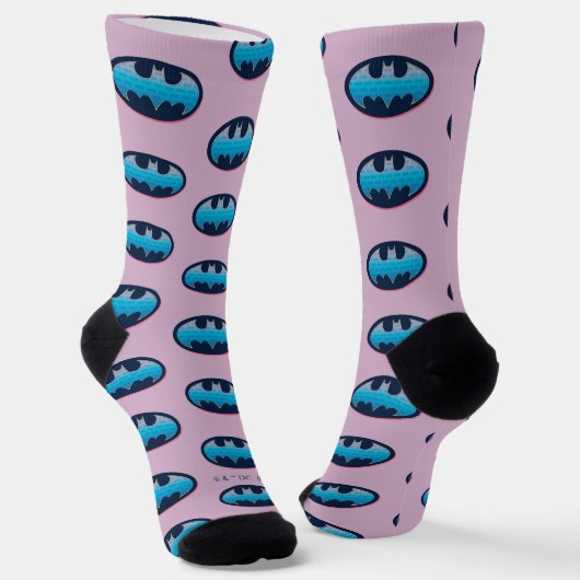 Chaussette Batman | Symbole rose et bleu (Angulaire)