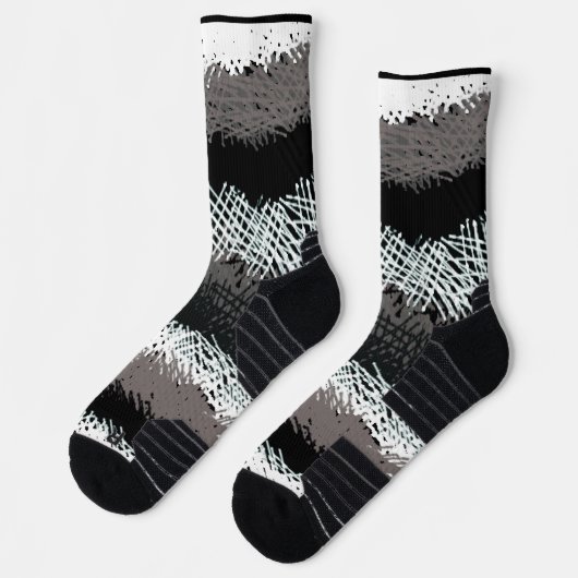 Chaussette Bâtons écartés - Noir et blanc (Gauche)