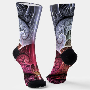 Chaussette Battement de cœur, art fractal surréaliste abstrai