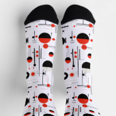 Chaussette Bauhaus noir rouge formes géométriques sur blanc (Haut)