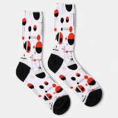 Chaussette Bauhaus noir rouge formes géométriques sur blanc (Droite)