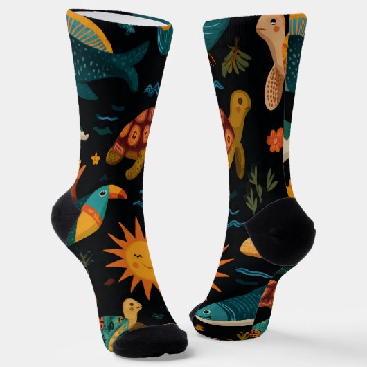 Chaussette Beach Life Animals Crew Socks Gift (Angulaire)