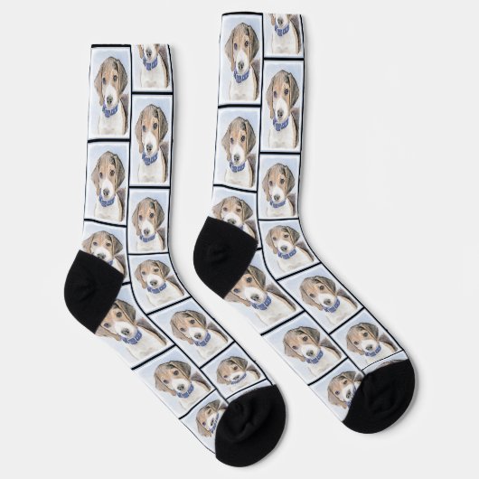 Chaussette Beagle Anglais Peinture Tri Tricolor Cute Dog Art (Droite)