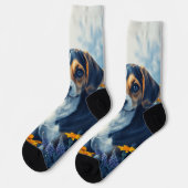 Chaussette Beagle dans les fleurs (Gauche)