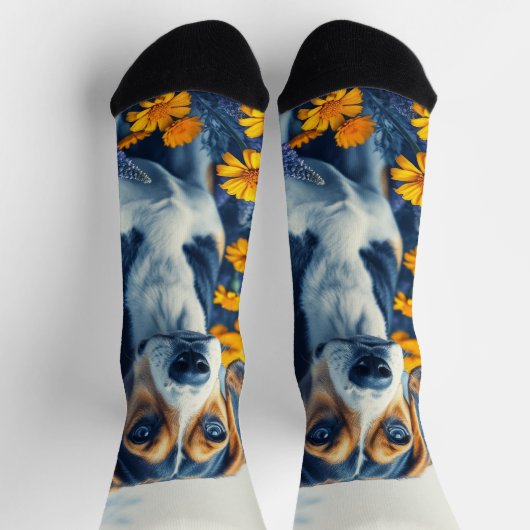 Chaussette Beagle dans les fleurs (Haut)