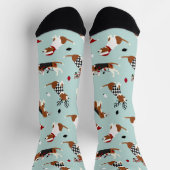 Chaussette Beagle de Noël bleu (Haut)