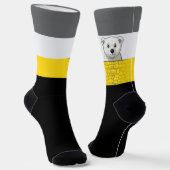 Chaussette Bear looking over wall, Yellow, Black and Gray (Angulaire)