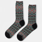 Chaussette Beau Motif de broderie de croix florales (Gauche)