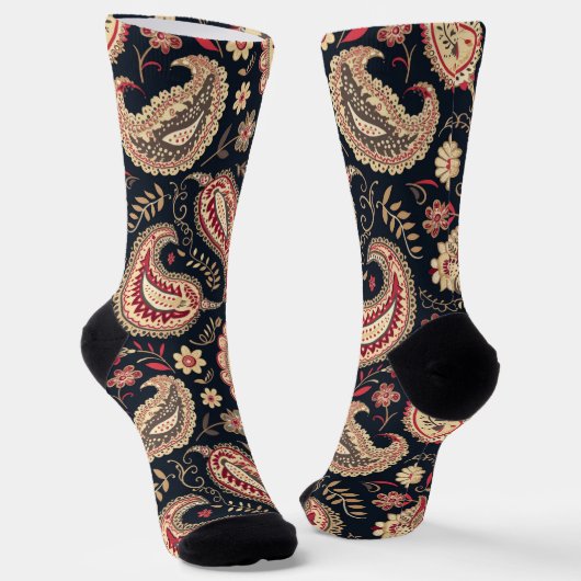 Chaussette Beau Motif Paisley Dark N Red Mix (Angulaire)