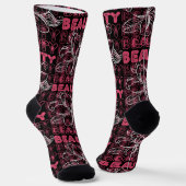 Chaussette Beauté Flower Line Typographie d'art (Angulaire)