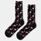 Chaussette Beaux Flamants roses roses sur Black Crew (Gauche)