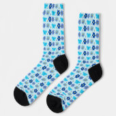 Chaussette Bébé bleu Papillons et fleurs à motifs (Gauche)
