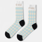 Chaussette Bébé mou bleu en vichy plaid preply coché (Gauche)