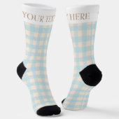 Chaussette Bébé mou bleu en vichy plaid preply coché (Angulaire)
