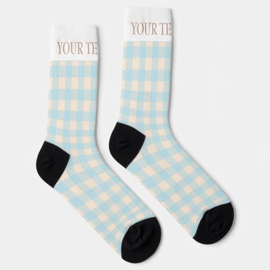 Chaussette Bébé mou bleu en vichy plaid preply coché (Droite)